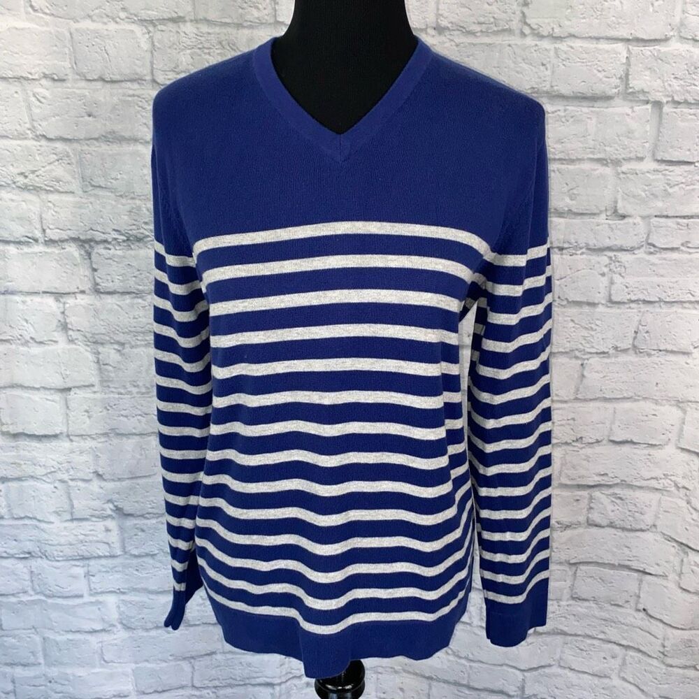 Banana republic women S 100% cotton v-neck Longsleeve stripe sweater